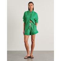 Jag Linen Rich Striped High Waisted Shorts Green