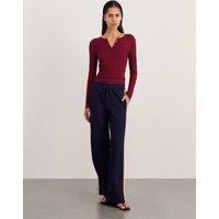 Jag Mid Rise Wide Leg Trousers Navy