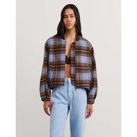 Jag Wool Blend Checked Bomber Jacket Brown Mix