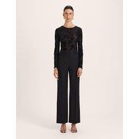 SABA Wool Rich Wide Leg Lined Trousers Black