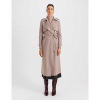 SABA Pure Wool Collared Trench Coat Brown