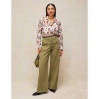 White Stuff Pure Cotton Floral Collared Shirt Ivory