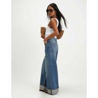 River Island Turn Up Hem Wide Leg Jean Denim