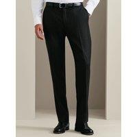 Charles Tyrwhitt Slim Fit Wool Rich Striped Flat Front Trousers Charcoal Mix