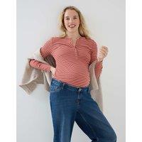 JoJo Maman Bb Maternity Nursing Striped Ribbed Top Orange Mix