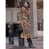 BAUKJEN Printed Fit and Flare Midi Dress Brown