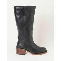 FatFace Leather Knee High Boots Black