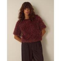 Monsoon Crew Neck Blouse Burgundy