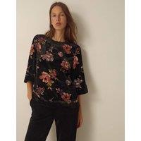 Monsoon Printed Round Neck Top Black Mix