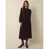 Monsoon Pure Cotton Tie Front Smock Midi Dress Black
