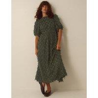 Monsoon Fringed Midi Dress Dark Green