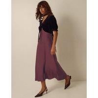 Monsoon V-Neck Midi Slip Dress Dark Red