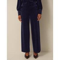 Monsoon Velvet Wide Leg Trousers Dark Blue