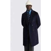 MOSS Double Breasted Wool Blend Coat Navy
