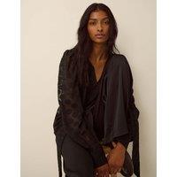 Monsoon Polka Dot Tie Neck Blouse Black