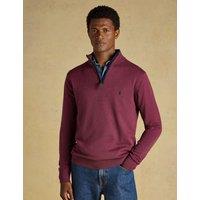 Joules Pure Cotton Funnel Neck Quarter Zip Jumper Purple