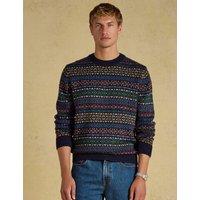 Joules Fair Isle Crew Neck Jumper with Wool Multi