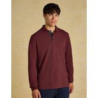Joules Pure Cotton Pique Long Sleeve Polo Shirt Burgundy
