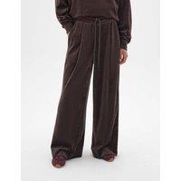 HUSH Aarti Velour Wide Leg Trousers Dark Brown