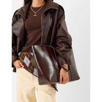 ACCESSORIZE Faux Leather Tote Bag Chocolate