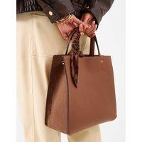 ACCESSORIZE Leopard Print Scarf Handle Handbag Tan