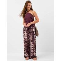 ACCESSORIZE Abstract Printed Drawstring Wide Leg Trousers Purple