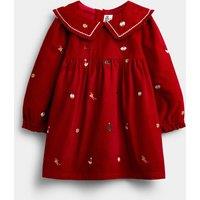 JoJo Maman Bb Pure Cotton Christmas Cord Dress (1-5 Yrs) Bright Red