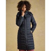 Joules Quilted Padded Hooded Longline Puffer Coat Navy