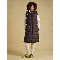 Joules Showerproof Padded Longline Gilet Chocolate