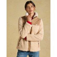 Joules Borg Quilted Collared Jacket Cream