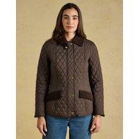 Joules Showerproof Diamond Quilted Cord Collar Jacket Chocolate