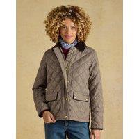 Joules Checked Quilted Jacket Brown Mix
