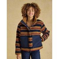 Joules Borg Striped Funnel Neck Jacket Brown Mix