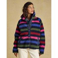 Joules Borg Striped Funnel Neck Jacket Navy Mix