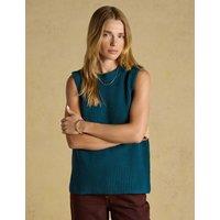 Joules Pure Cotton Ribbed Knitted Vest Teal Mix