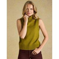 Joules Roll Neck Fitted Knitted Vest with Wool Olive