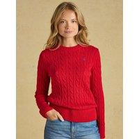 Joules Pure Cotton Cable Knit Crew Neck Jumper Red
