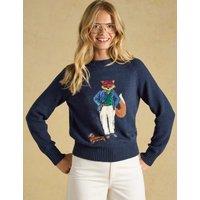Joules Cotton Rich Intarsia Fox Jumper with Wool Navy Mix