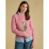 Joules Cotton Rich Dachshund Intarsia Jumper with Wool Pink Mix