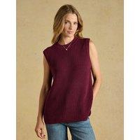 Joules Pure Cotton Ribbed Knitted Vest Burgundy Mix