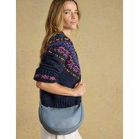 Joules Faux Leather Half Moon Cross Body Bag Light Blue