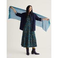 Seasalt Cornwall Pure Wool Fringed Scarf Teal