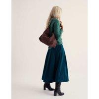 Seasalt Cornwall Cord Pleated Midi A-Line Skirt Teal