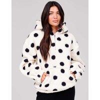 Loungeable Cosy Borg Polka Dot Quarter Zip Hoodie Cream