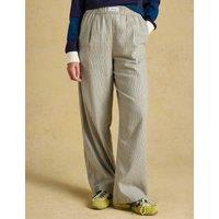 Joules Pure Cotton Striped Flannel Wide Leg Trousers Navy Mix