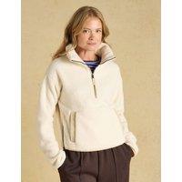 Joules Borg Relaxed Cropped Quarter Zip Sweatshirt Cream