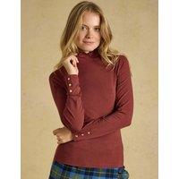 Joules Jersey High Neck Frill Detail Top Brown