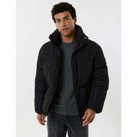 Threadbare Waterproof Checked Puffer Coat Black