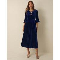Monsoon Velvet Scoop Neck Maxi Tea Dress Navy