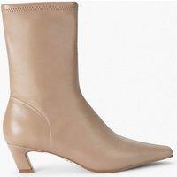 Steve Madden Kimmens Block Heel Pointed Ankle Boots Beige